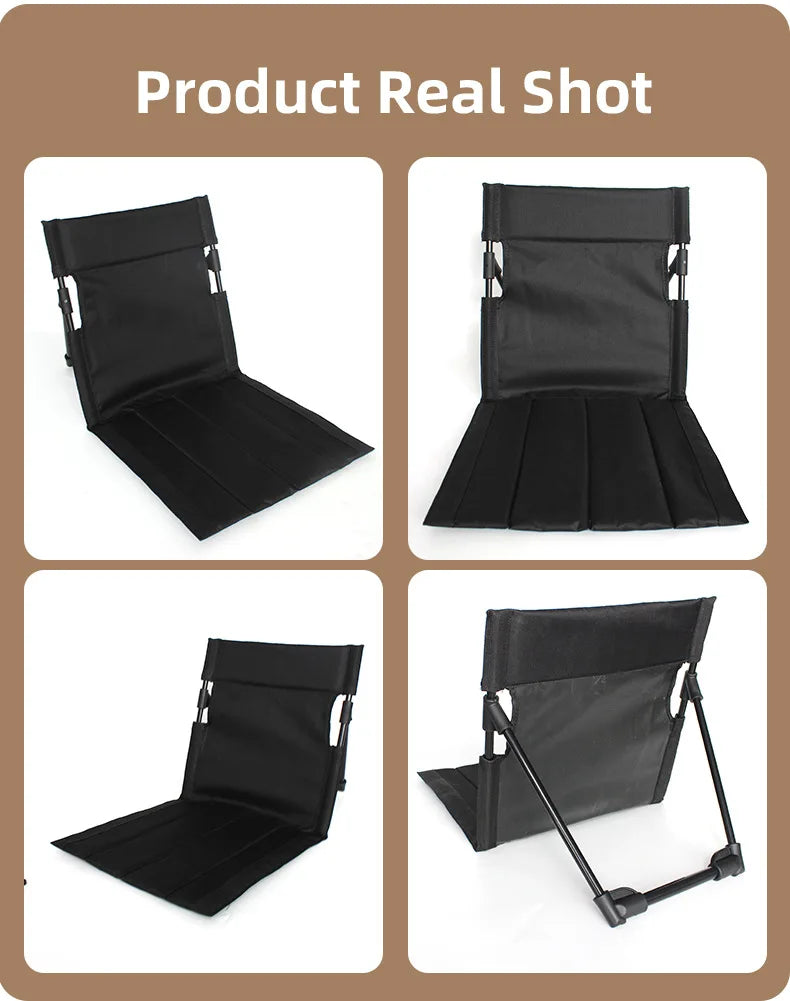 Lightweight Folding Low Back Chair, Portable Outdoor Leisure Recliner for Camping, Picnic, Fishing and Daily Outdoor Activities