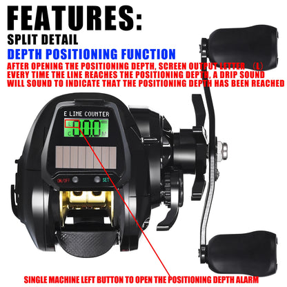 Electronic Baitcasting Reel with LED Line Counter Screen