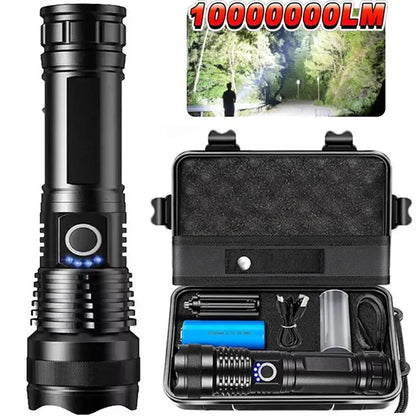 Rechargeable Led High Power Tactical Flashlight Aluminum Alloy Telescopic ZoomTorch Lamp for Outdoor Night Camping Fishing