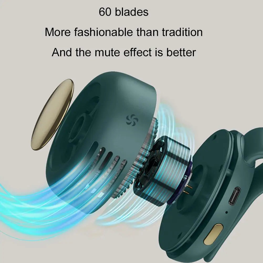 Portable Mini Bladeless Clip On Waist Fan 3 Speed Silent USB Recharge Hands Free Cooling Fan For Outdoor Travel Cycling Camping