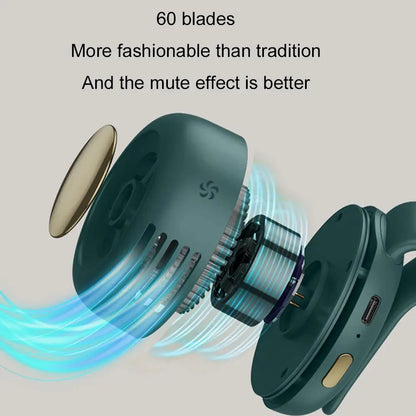 Portable Mini Bladeless Clip On Waist Fan 3 Speed Silent USB Recharge Hands Free Cooling Fan For Outdoor Travel Cycling Camping