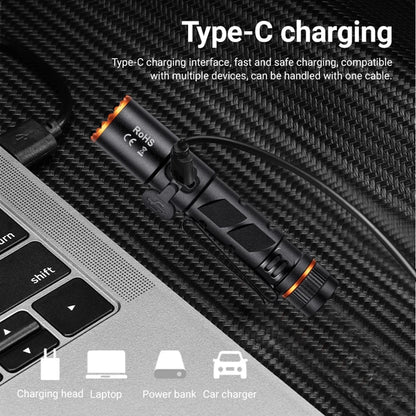 Zoom Mini EDC High Bright LED Pen Flashlight USB Rechargeable Magnet Small Torch Outdoor Camping Hiking Emergency Lighting Light