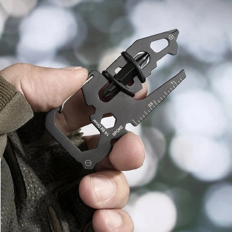 Stainless Steel Outdoor Tools CarabinerClip Bottle Opener Keychain RingMultifunction Card Tool campingClimbing Accessories