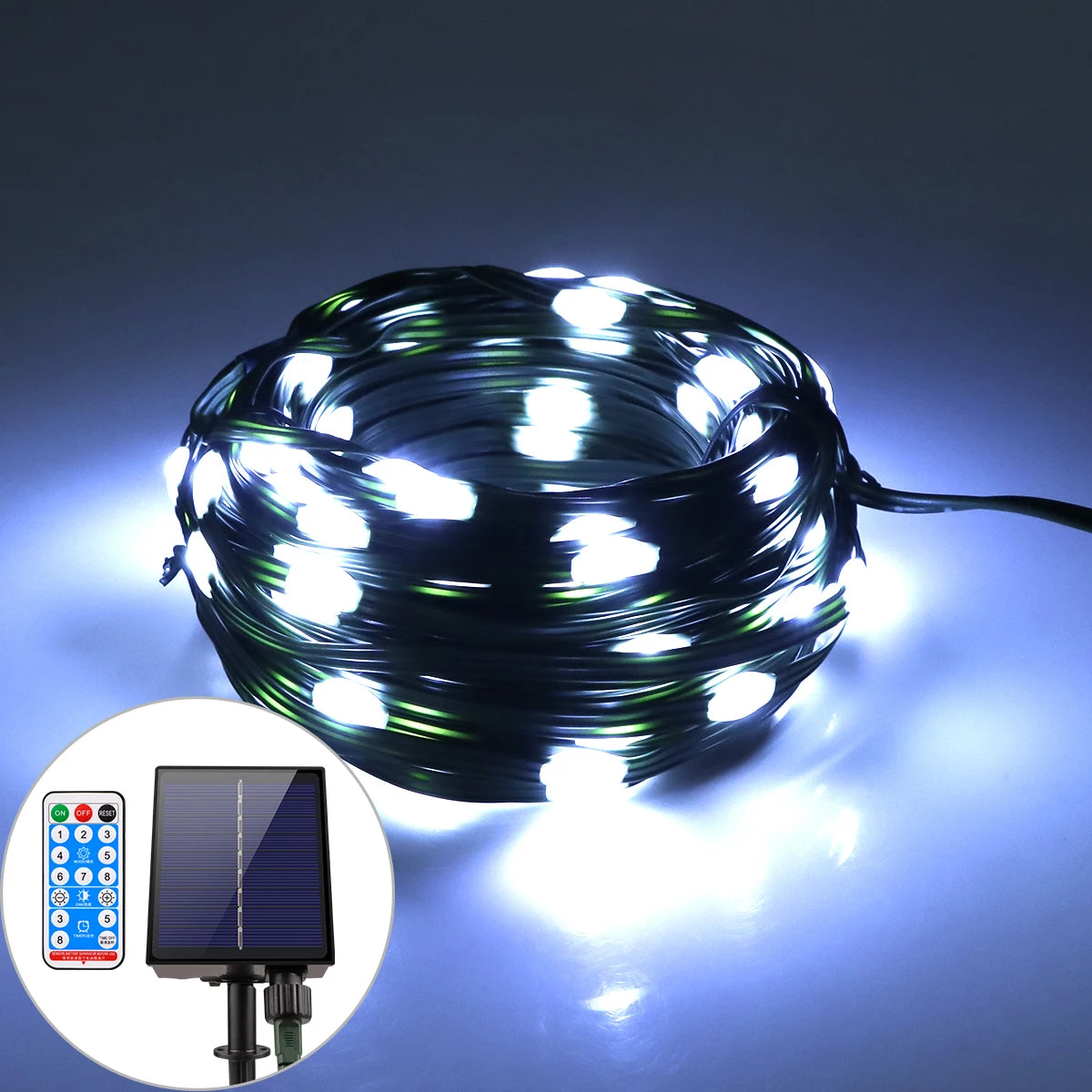 100M Leather LED Solar Fairy String Lights Waterproof Outdoor Garland High Power Solar Lamp for Garden Christmas Holiday Decor
