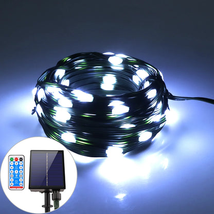 100M Leather LED Solar Fairy String Lights Waterproof Outdoor Garland High Power Solar Lamp for Garden Christmas Holiday Decor