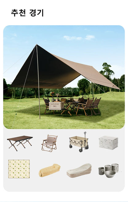 Naturehike Camping Sun Shelter Summer 10-12 Person Awning 17㎡ Sunshade Ourdoor Park Beach Tent Tarp Vinyl Coating Canopy