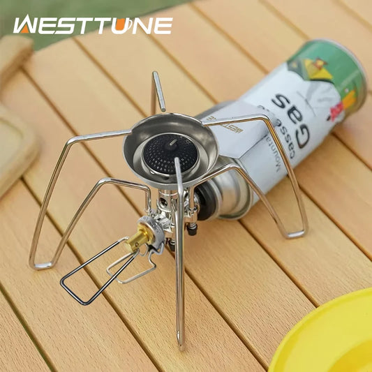 WESTTUNE Camping Spider Stove Outdoor Folding Card Stove Portable Windproof Gas Burner Camping Tableware for Hiking Picnic BBQ