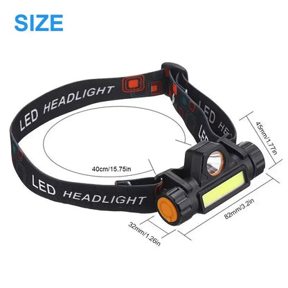 XP-G Q5 Headlamp Head Lamp Headlight Waterproof 2500lm Cob Led Built in Usb Rechargeable 14500 Battery Working Light