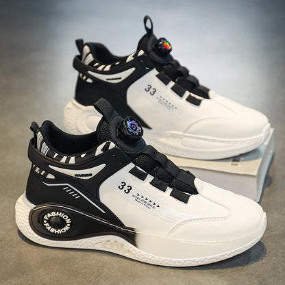 Men’s Outdoor Sneakers with Rotating Buckle – Non-Slip, Durable & Comfy Lace-Up Sports Shoes