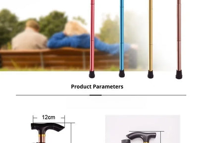 Multifunction Walking Stick Trekking Poles Telescopic Fold Crutches Hiking Stick Crutch Elderly Metal Stick Walking Cane Outdoor