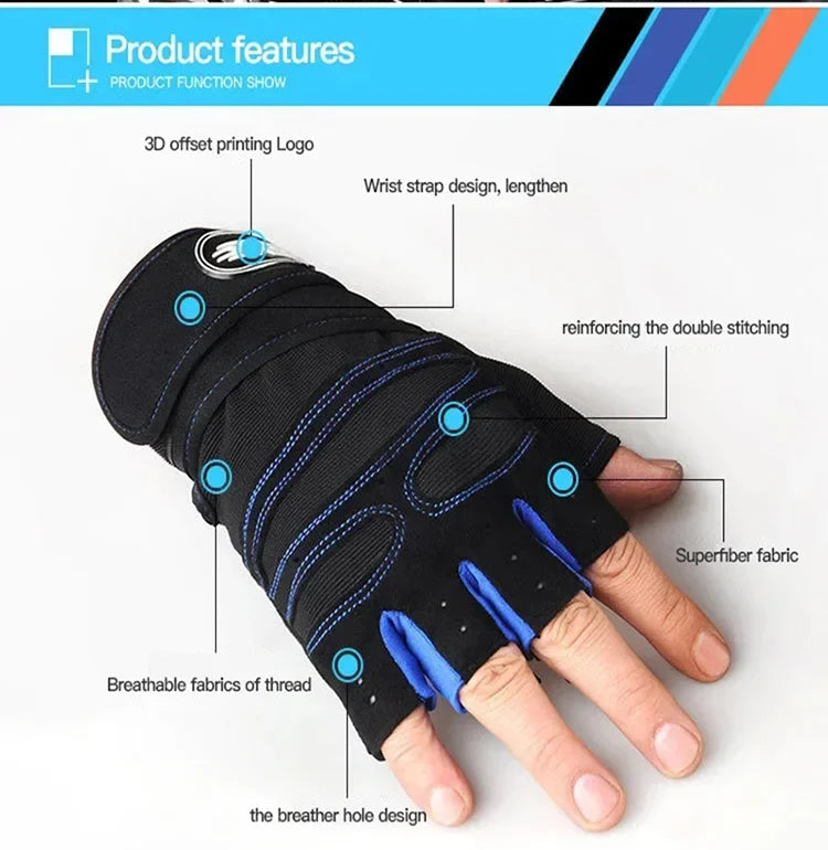 Men's and Women's Outdoor Cycling Hiking Shock Resistant Gloves Fitness Weightlifting Anti Slip Wrist Protection Gloves
