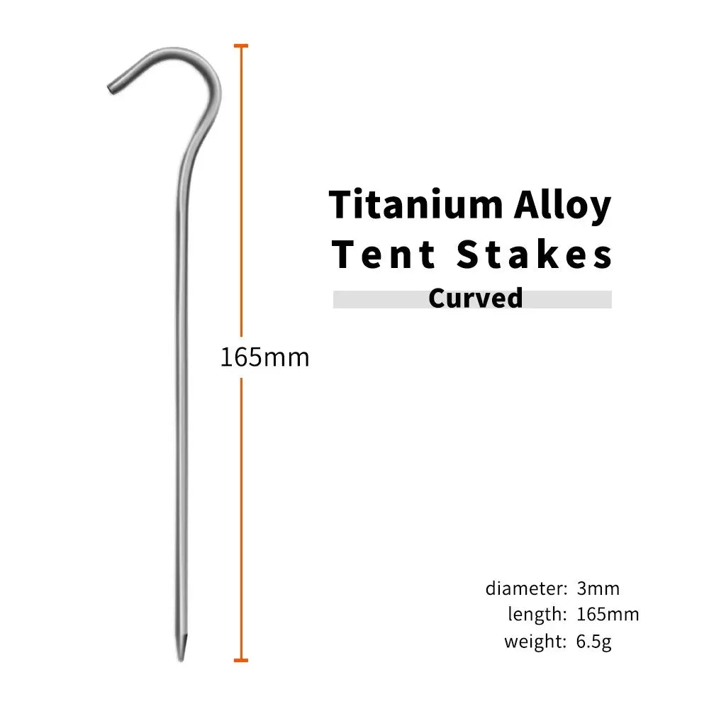 TiTo 3.0*165mm Ultralight Camping Accessories Titanium Alloy Tent Stake Pegs With Hook