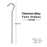 TiTo 3.0*165mm Ultralight Camping Accessories Titanium Alloy Tent Stake Pegs With Hook