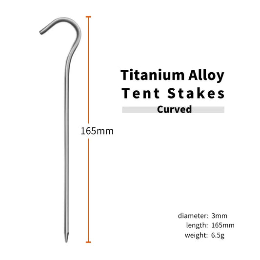 TiTo 3.0*165mm Ultralight Camping Accessories Titanium Alloy Tent Stake Pegs With Hook