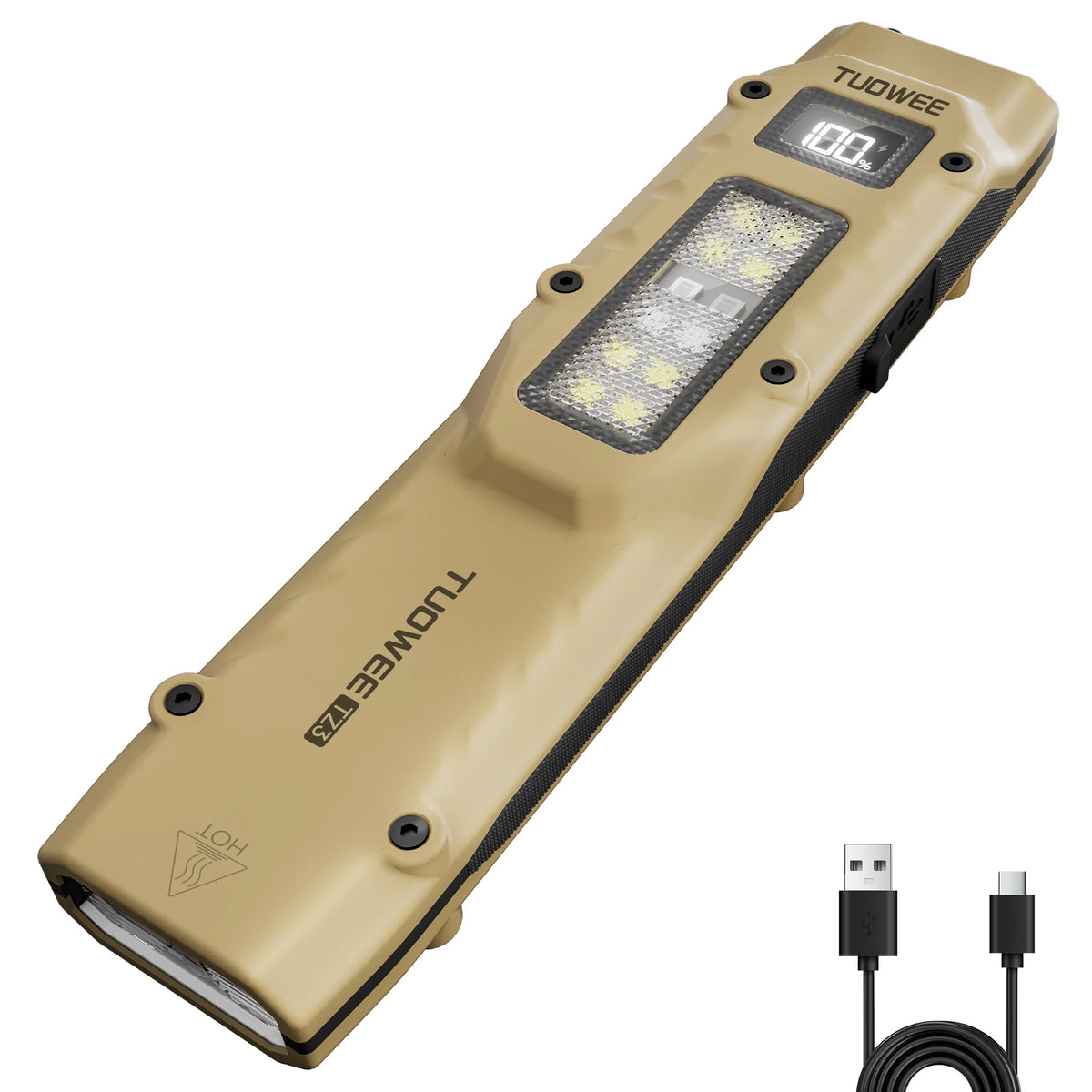 Rechargeable 1500 Lumen Flat Flashlights EDC Tactical Flashlight,Dual-Switches LED Small Flashlight with Digital Display,Stainle