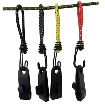 10 Pcs Heavy Duty Tarp Clips And Elastic Rope Cord HookTent Clip Clamps for Tarps Awnings Camping Car and Swimming Pool Covers