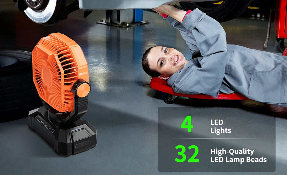 20000mAh Camping Fan with LED Lantern – 8-Speed, Remote