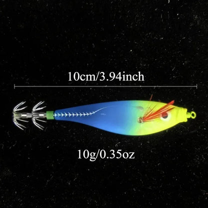 BRAVMACK 5pcs Luminous Horizontal Squid Jig Glow Squid Jigs Saltwater Squid Shrimp Lure Jig Squid Jig Fishing Lure Tackle