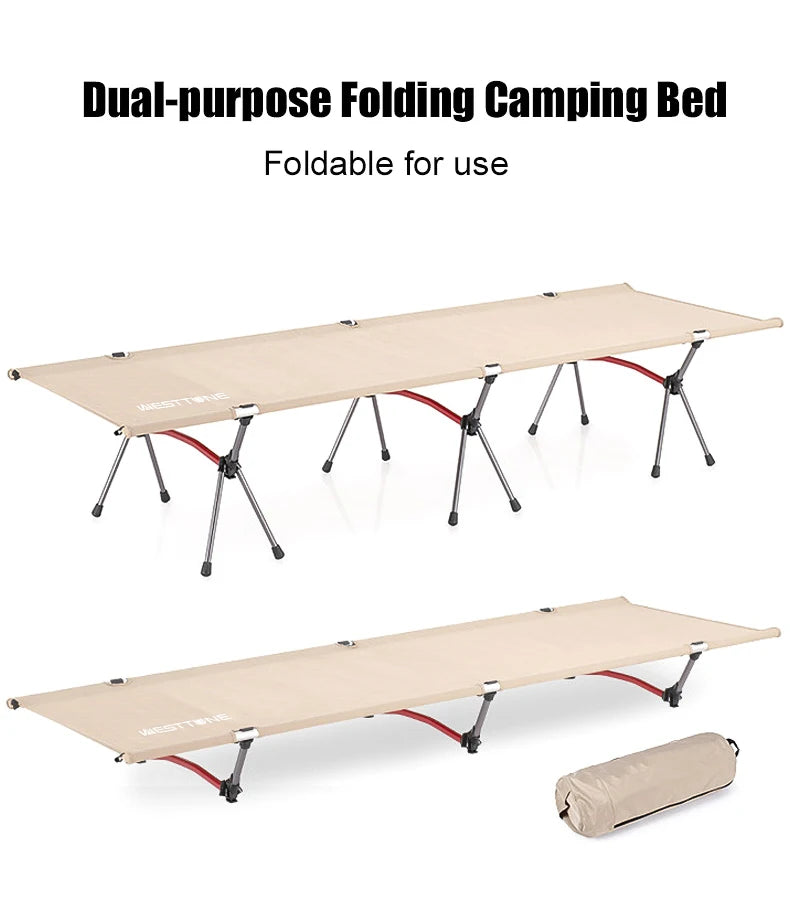 WESTTUNE Camping Cot Portable Folding Bed Ultralight Aluminum Alloy Sleeping Cot for Outdoor Hiking Backpacking Travel