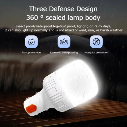 Rechargeable Portable Camping Brightness Light Dimmable LED Bulb Waterproof Outdoor Tent Light Emergency Night Light with Hook