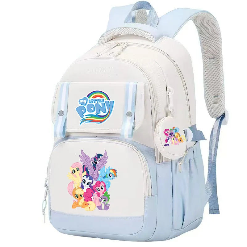 My Little Pony Large Capacity Backpack Cartoon Daypack Travel Commute Knapsack Schoolbag for Kids Girls Mochila With Coin Purse