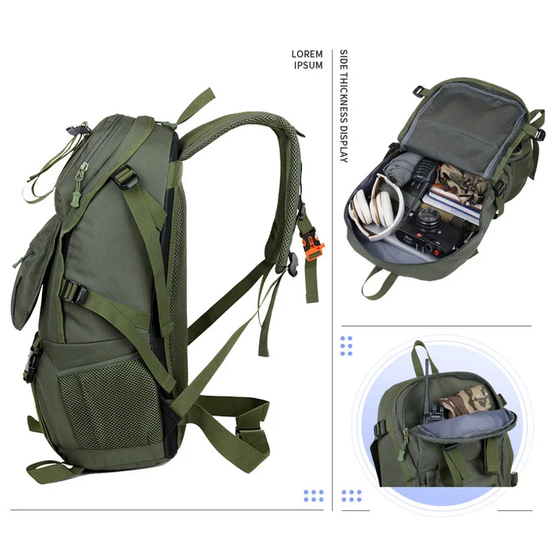 50L Camping Backpack Large Hiking Travel Bags Outdoor Sports Equipment Waterproof Oxford Shoulder Mountain Climbing Rucksack