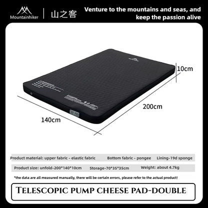 MOUNTAINHIKER Single Double Person Self-inflating Mattress Thick 10cm Compact Folding Camping Sleeping Bed Pad Air Mat Floor