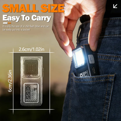 Powerful 550LM EDC Flashlight USB C Rechargeable Portable Torch with COB Red and Blue Lights Outdoor Portable Pen Clip Lantern
