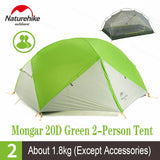 Naturehike-Mongar 2 Camping Tent, Double Layers, Waterproof, Ultralight Dome Tent, 2 Person