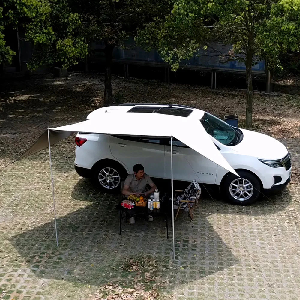 SUV Car Side Awning Tarp Black Coating Waterproof UV Protection Suction Cup Shelter Tent Camping Touring Outdoor Shade Manta Ray