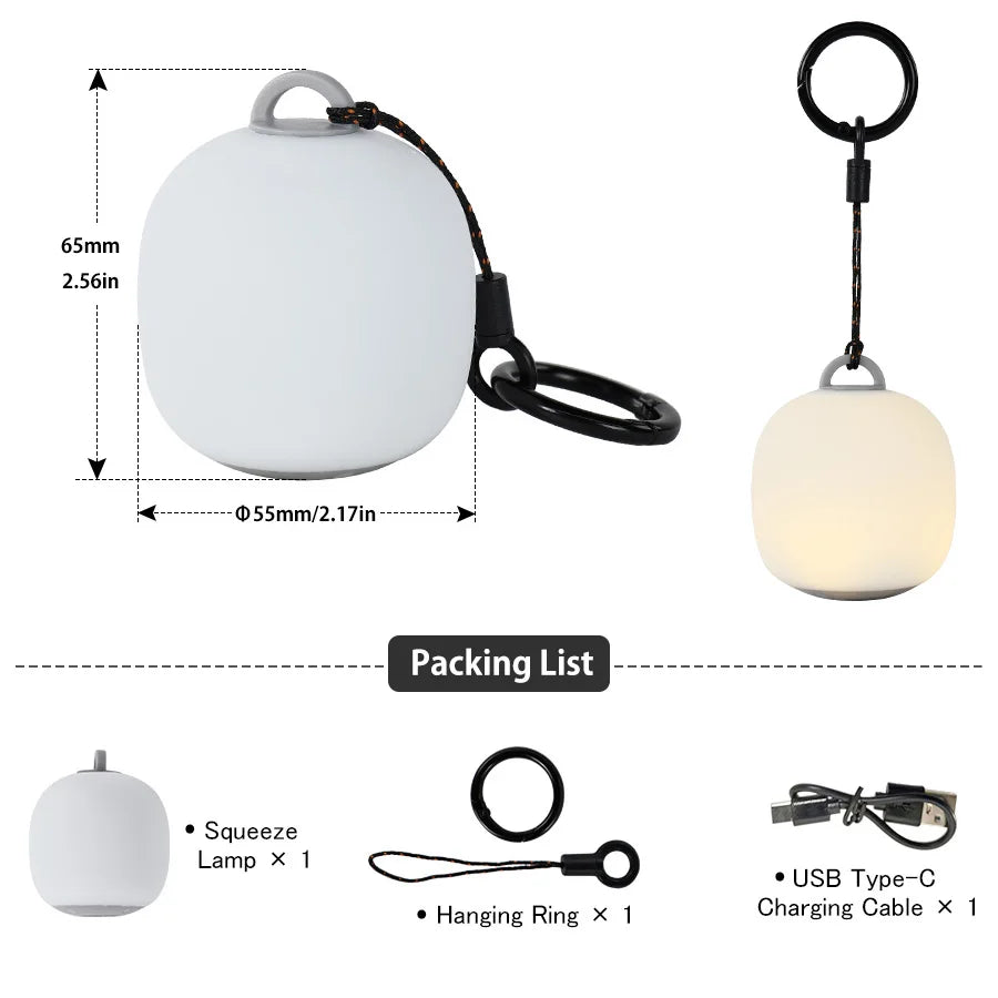 Soomloom Rechargeable LED Camping Lantern Cute Egg-Shaped Squeeze Light 3mode Soft Silicone Lamp for Outdoor Use & Cozy Ambience