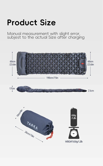 TARKA Inflatable Camping Mats Air Mattress With Pillow Outdoor Tourist Sleeping Pad Self-Inflating Mattress For Hiking Climbing