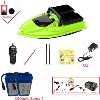 Sonar Bait Boat with Color Fish Finder Screen & Dual Hopper