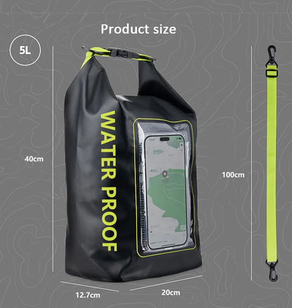 2L/5L PVC Swimming Waterproof Bag,Mobile Phone Waterproof Dry Bag for Trekking Drifting Rafting Surfing Boating Storage Bag