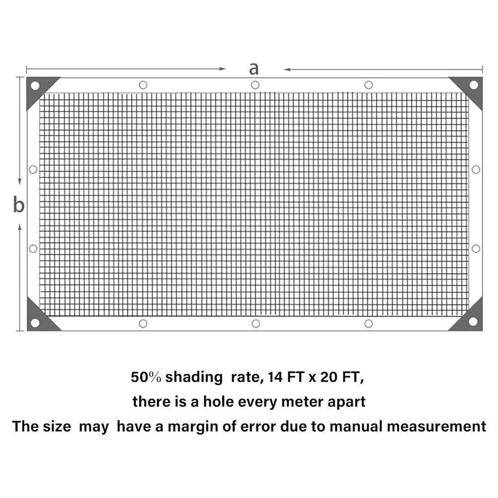 Black Shade Cloth with Grommets 50% Sunblock Mesh Cover Anti-UV Garden Balcony Plant Sunshade Net For Outdoor Greenhouse Awning