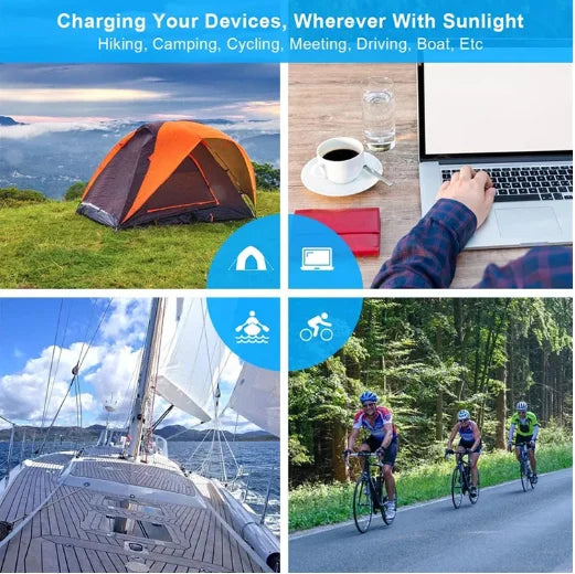 800W High Output 6 Folding Solar Panel 20Wh Fast Charging Station USB 5V DC Portable Power Bank For Outdoor Camping Hiking Emerg