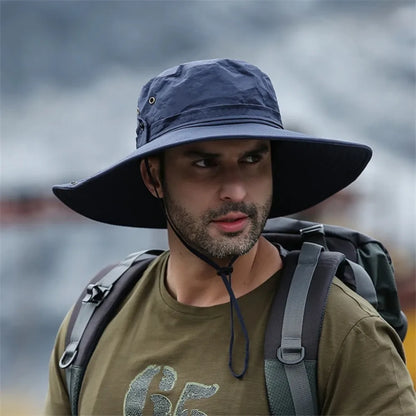 1PC New Fashion Summer Bucket Hat Cowboy Fishing2026Hats Mesh Breathable Anti UV Sun Cap Large Wide Brim