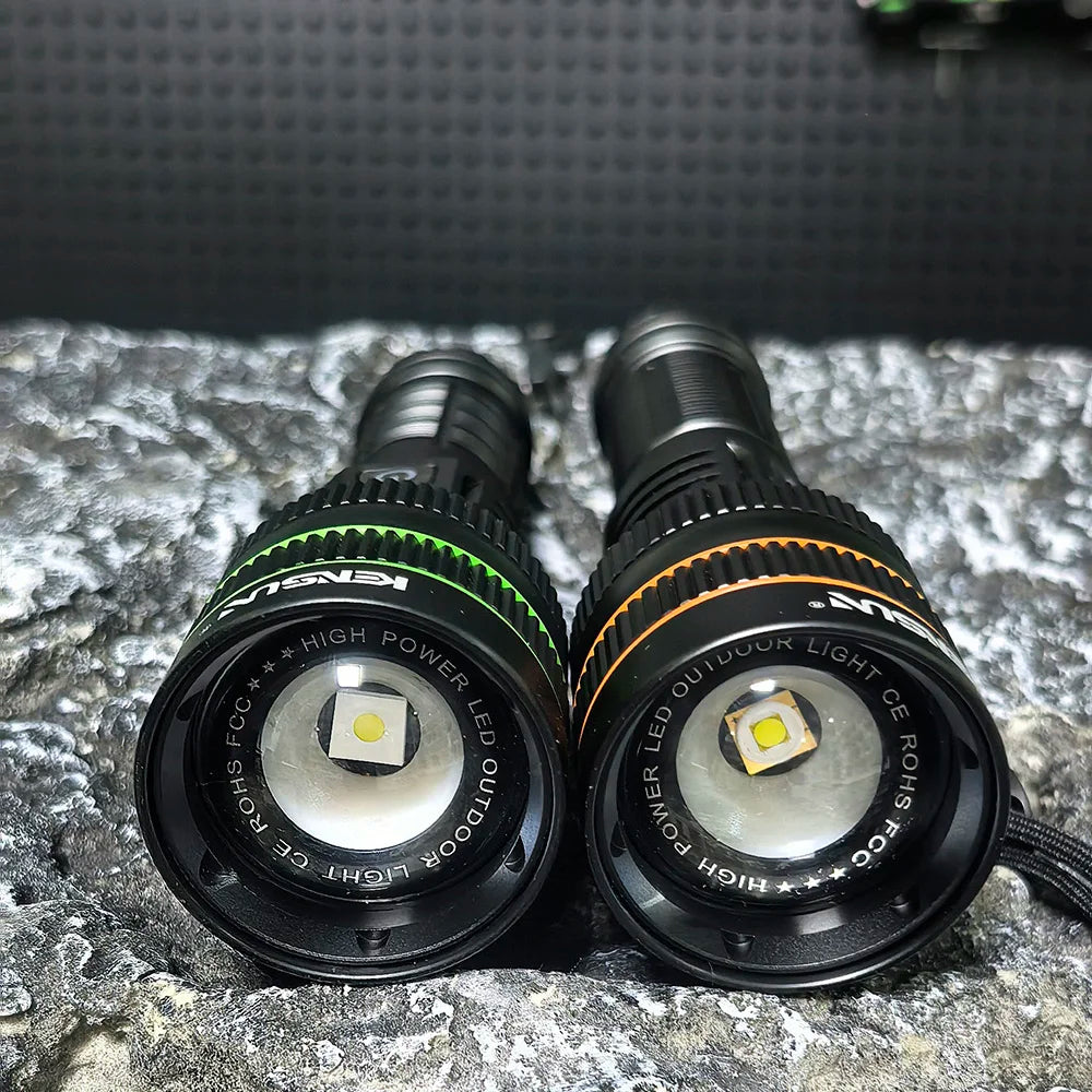 Bright Spotlight Long Range LED Flashlight Type-C Charging Strong Light Lamp Tactical Torch Waterproof Zoom Outdoor Lantern
