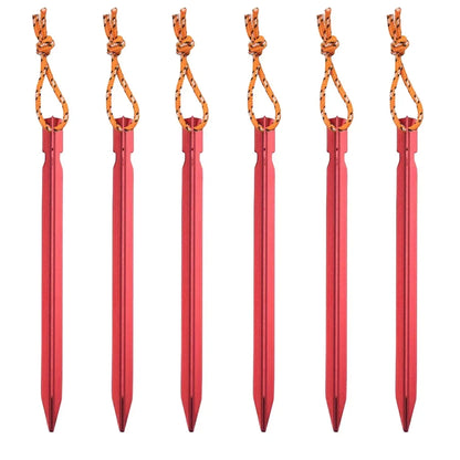 6Pcs Canopy Tent Pegs Aluminum Alloy Outdoor Garden Stakes Ground Nail With Cord For Camping Backpacking Hiking Tent Accessories