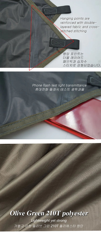 19 Hanging Points Black Coating Tarp Waterproof Black Coated Tarp Outdoor Camping Tent Tarp Bushcraft Shelter DIY Tent Fly