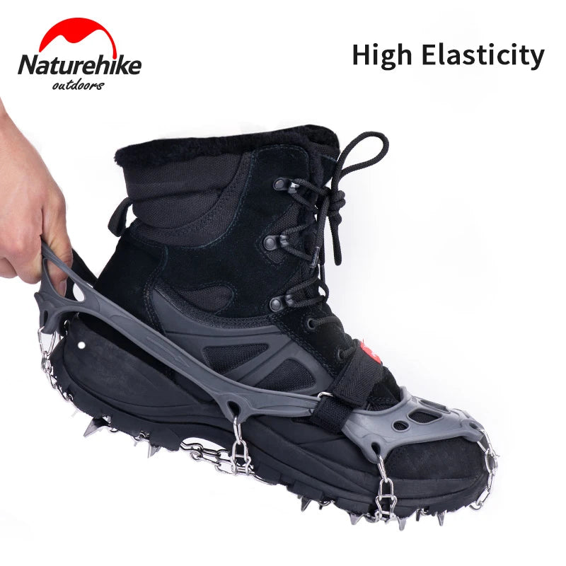 Naturehike-Non Slip Climbing Crampons Cleats Shoe Cover Ice Gripper for Spikes Hiking Winter Manganese Steel Outdoor Cleats Shoe
