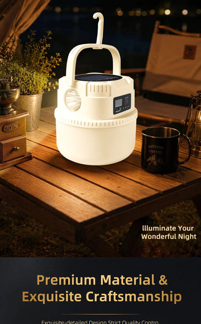Solar LED Camping Lamp – Type-C Charging, with Hook