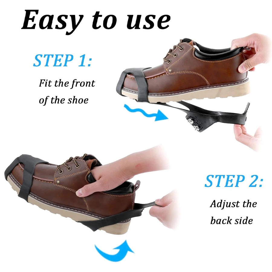 Ice & Snow Grippers with 10 Stainless Steel Spikes | Anti-Slip Traction Crampons for Shoes