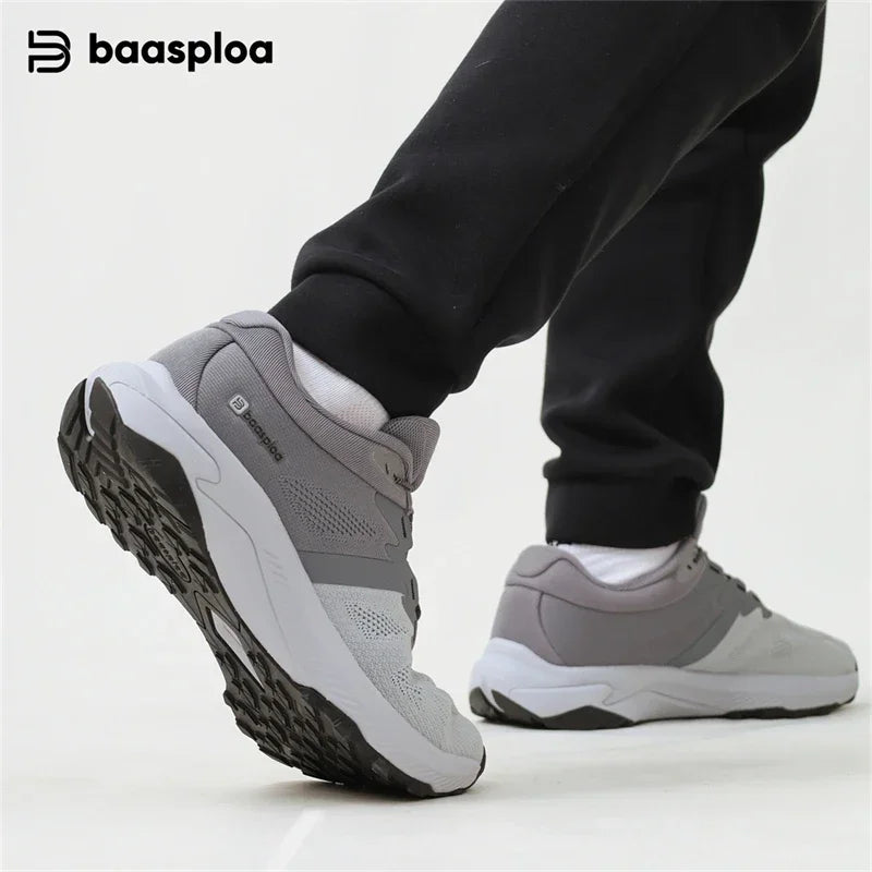 Baasploa Men Hiking Shoes Summer Breathable Comfort Soft Outdoor Sneakers New Solid Walking Shoes Anti Slip Wear-resistant