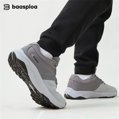 Baasploa Men Hiking Shoes Summer Breathable Comfort Soft Outdoor Sneakers New Solid Walking Shoes Anti Slip Wear-resistant