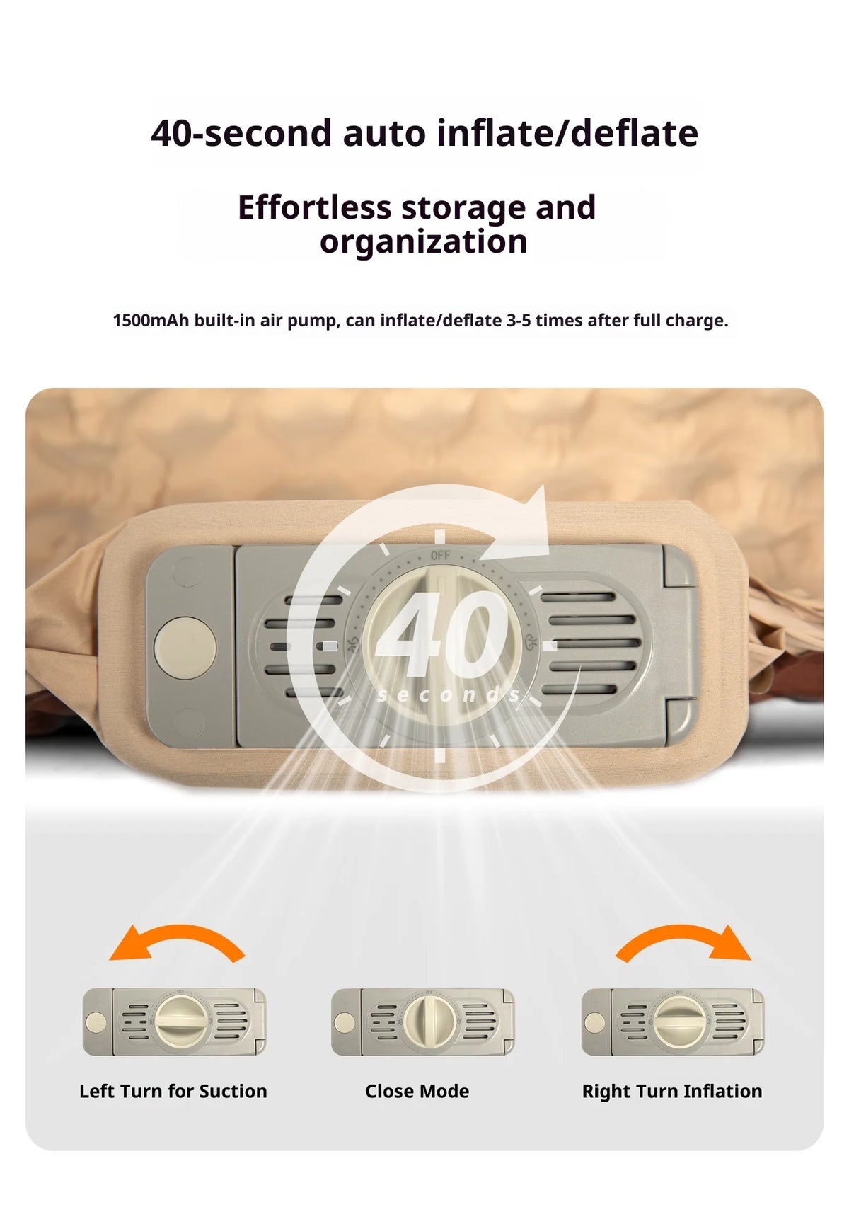 MOUNTAINHIKER Single Double Person Self-inflating Mattress Thick 10cm Compact Folding Camping Sleeping Bed Pad Air Mat Floor