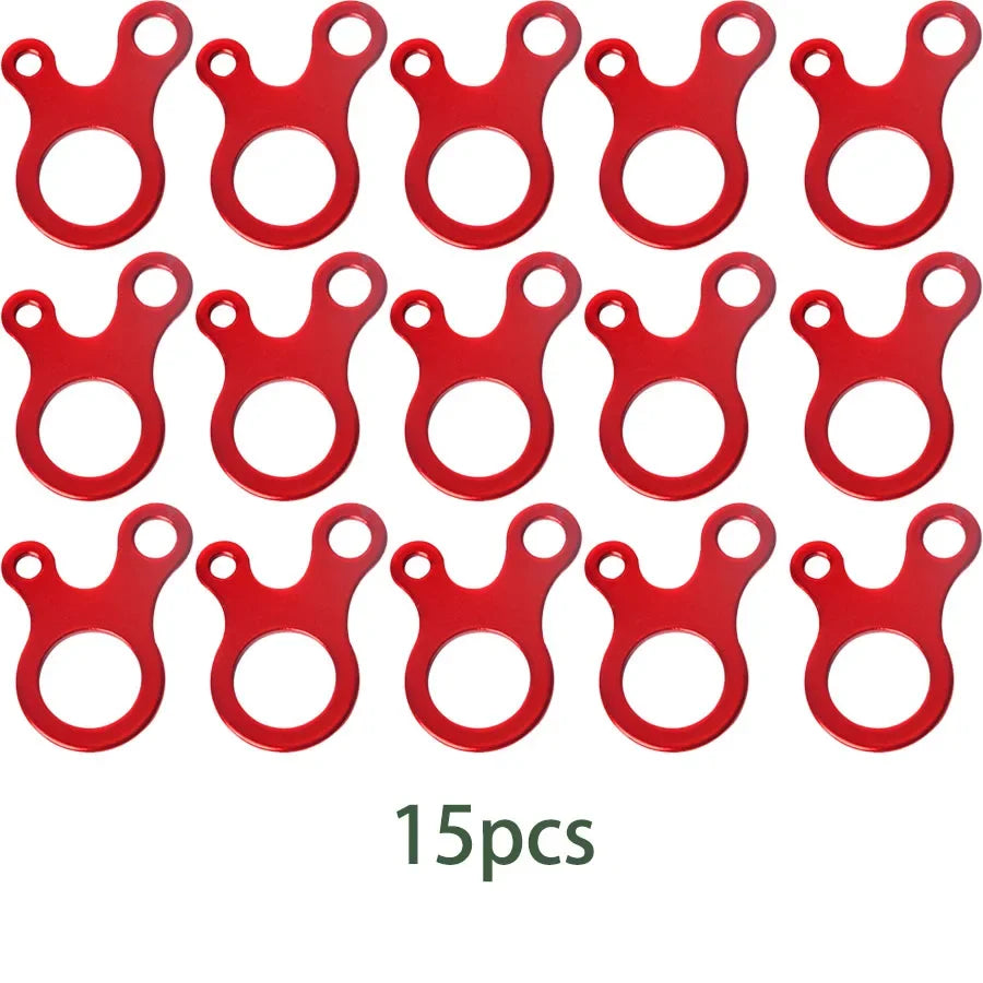 15pcs Tent Rope Buckles 3 Hole Camping Tent Wind Rope Buckle Aluminium Alloy Tensioner Tent Cord Rope Fastener Tighten Hook