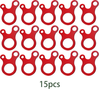 15pcs Tent Rope Buckles 3 Hole Camping Tent Wind Rope Buckle Aluminium Alloy Tensioner Tent Cord Rope Fastener Tighten Hook