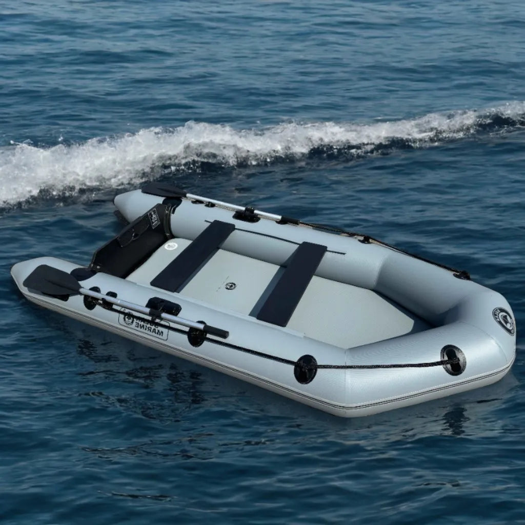 9.2FT Inflatable PVC Boat | Fishing, Surfing & Kayak Racing Dinghy – Portable Assault Boat for 3-4 People Outdoor Watersports