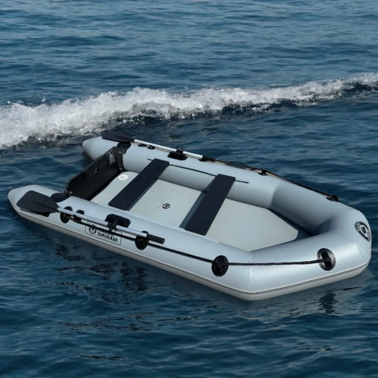 9.2FT Inflatable PVC Boat | Fishing, Surfing & Kayak Racing Dinghy – Portable Assault Boat for 3-4 People Outdoor Watersports